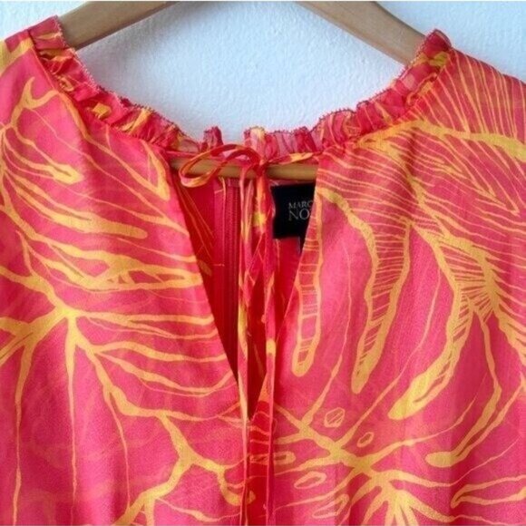 Marchesa Notte Printed Ruffled Tiered Tulle Midi Dress - Picture 5 of 10